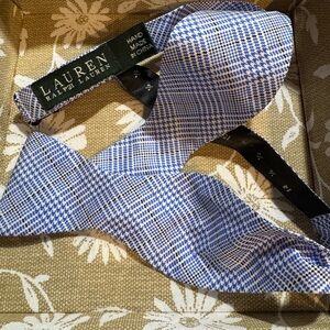 Lauren Ralph Lauren Blue and White Checkered Bow Tie